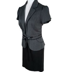 Vintage Stooshy Size M Women's 2-Piece Skirt Suit w/ Blazer Jacket Black Work